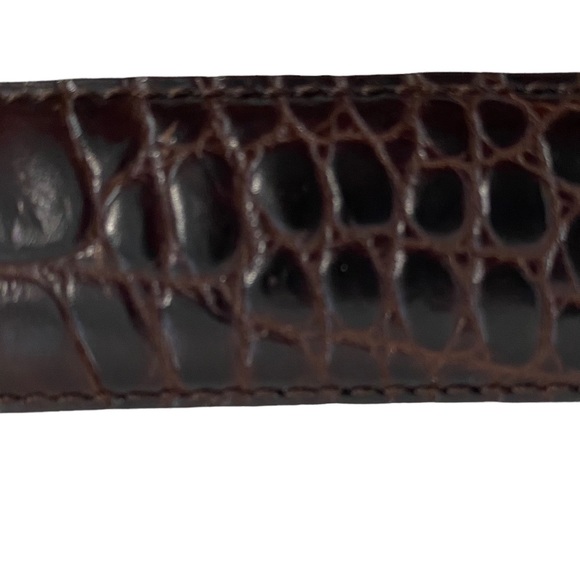 Lauren Ralph Lauren Brown Crocodile Embossed Leather Belt, Size Large - Picture 3 of 11